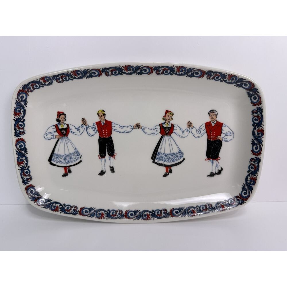 Vintage Figgjo Norway Hardanger Dancers Serving Tray Platter Scandinavian